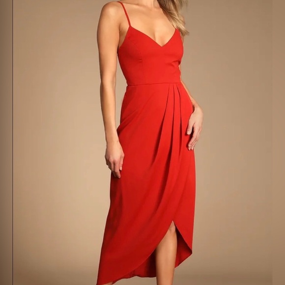 LULUS Reinette Wine Red Midi Dress - Picture 3 of 11